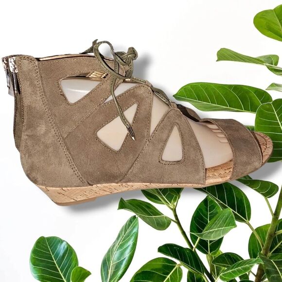 Sam Edelman Dean Caged Laced Open Toe Sandal Sz 9M - Light Brown Suede Display - Picture 11 of 14